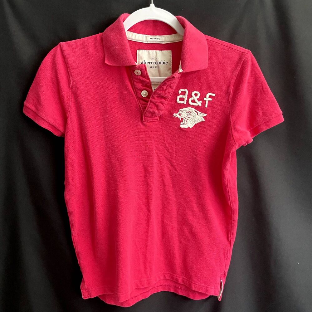 Girl's Vintage Y2K Abercrombie & Fitch Muscle Polo in Pink Size Large